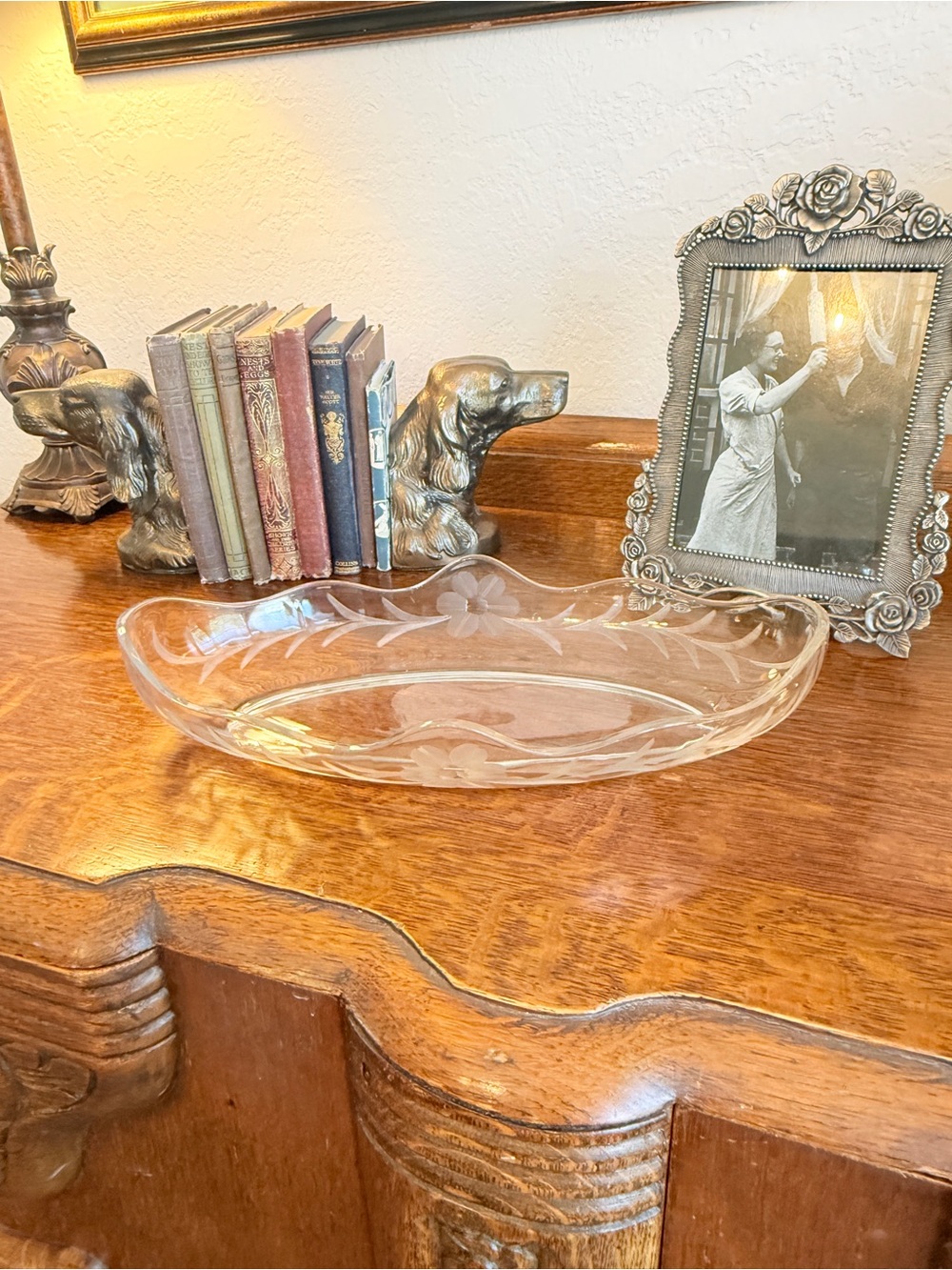 Fostoria Etched Clear Glass Celery / Relish Dish – Heather Pattern #343 - Picture 5 of 14